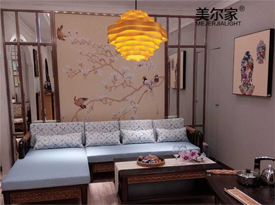 美爾家木皮藝吊燈場景圖1