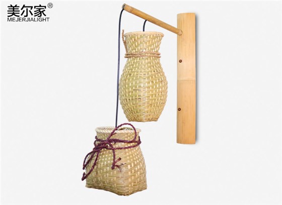 美爾家竹藝吊燈實拍圖