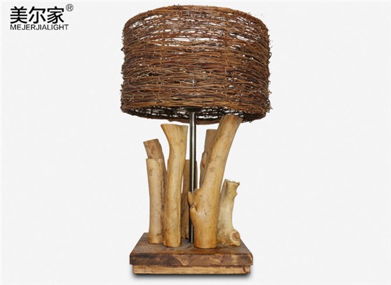 美爾家竹藝吊燈實拍圖