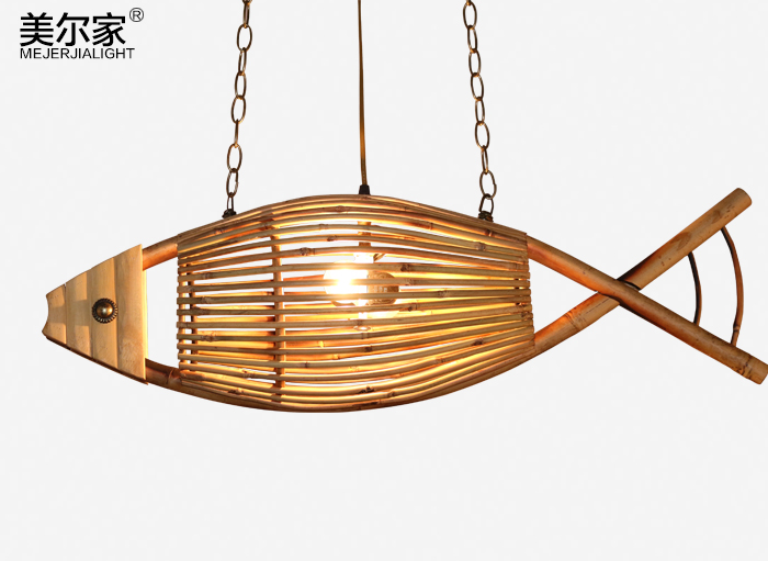 美爾家竹藝吊燈實拍圖
